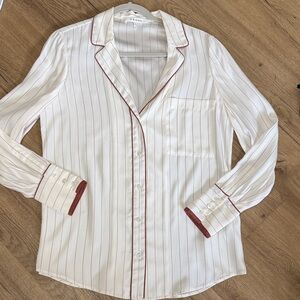 FRAME Spice Multi Silk Striped Button Down Blouse Size M